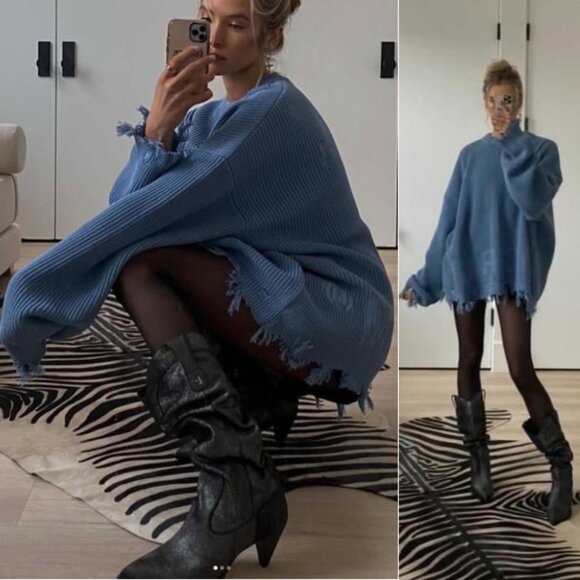 LARROUDE Louise Cowboy BOOTS Size 8 Shine Graphite Metallic Suede Leather $495 - Picture 2 of 15